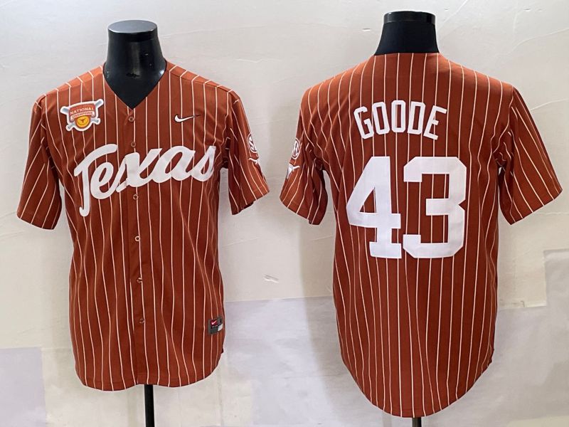 Men 2025 Texas Longhorns #43 Goode Brown stripe Joint Name Nike NCAA Jersey style 14